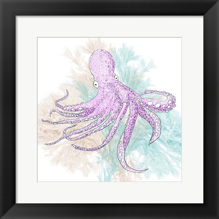 Framed Octopus Purple Print