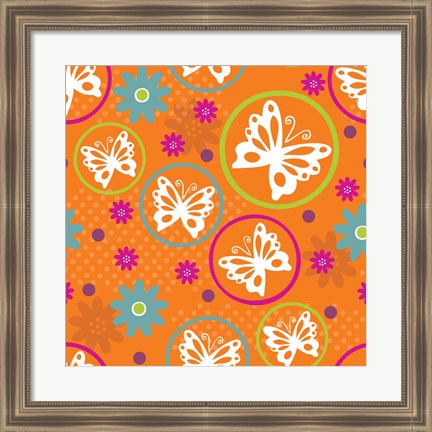 Framed Butterflies and Blooms Lively V Print