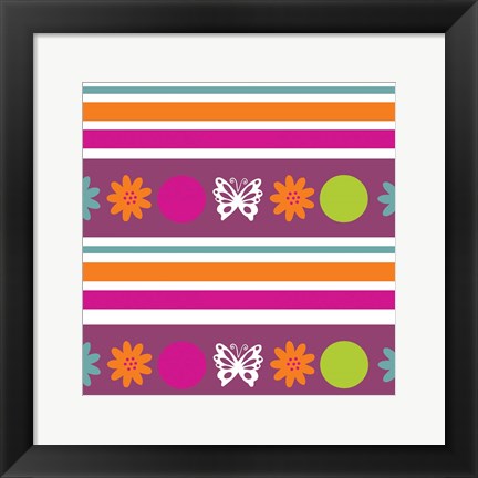 Framed Butterflies and Blooms Lively VIII Print