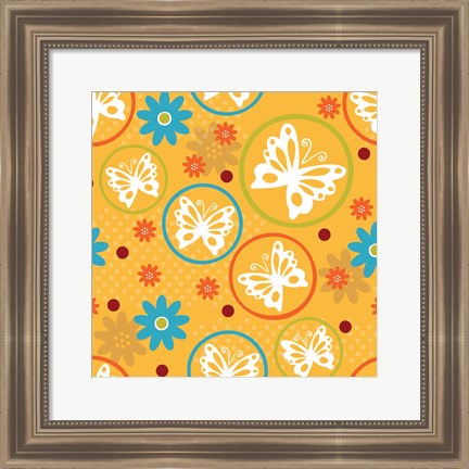 Framed Butterflies and Blooms Playful V Print