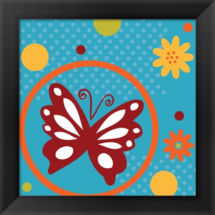 Framed Butterflies and Blooms Playful VII Print