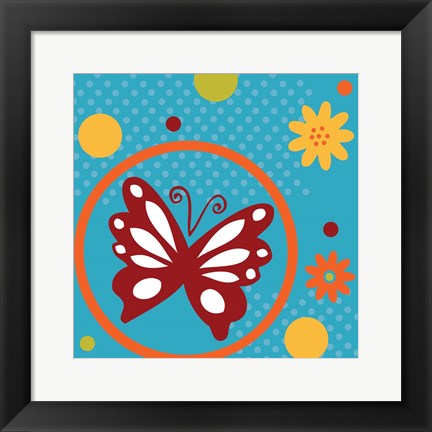 Framed Butterflies and Blooms Playful VII Print