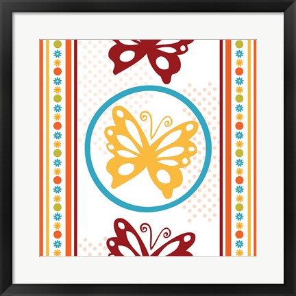 Framed Butterflies and Blooms Playful IX Print