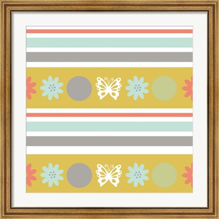 Framed Butterflies and Blooms Tranquil VIII Print