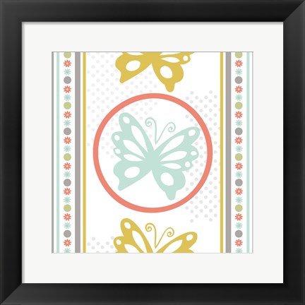 Framed Butterflies and Blooms Tranquil IX Print