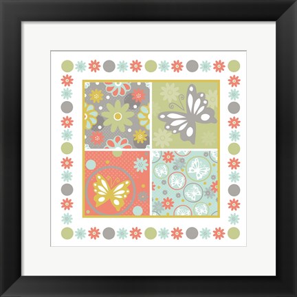 Framed Butterflies and Blooms Tranquil X Print