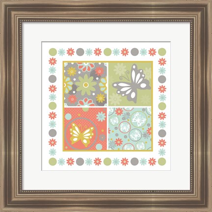 Framed Butterflies and Blooms Tranquil X Print