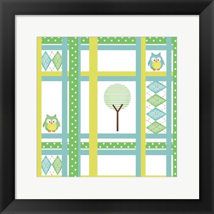 Framed Hoot Blue V Print