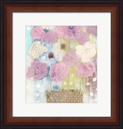 Framed Lavender and Lime Flowers in Vase Print