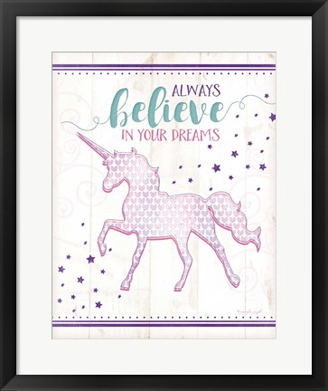 Framed Believe Unicorn Print