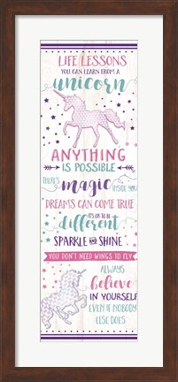 Framed Life Lessons from a Unicorn Print