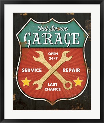 Framed Full Service Garage Print