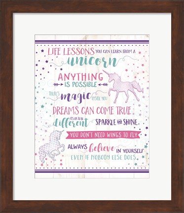 Framed Life Lessons Unicorn Print