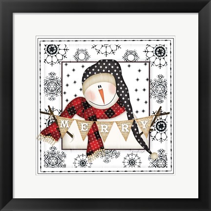 Framed Snowman Snowflake II Print