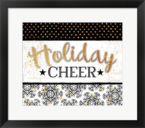 Framed Holiday Cheer - Black &amp; Gold Print