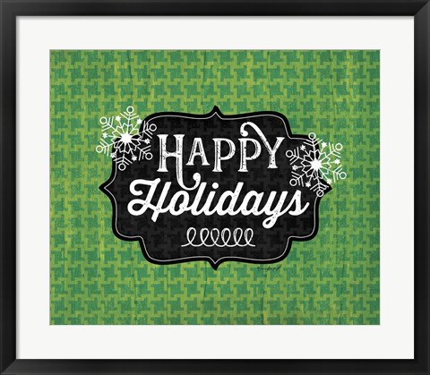 Framed Happy Holidays - Green Print