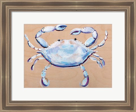 Framed Blue and White Crab Print