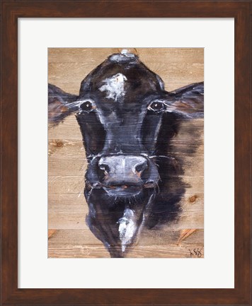 Framed Black Cow Print