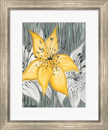 Framed Tiger Lily in Yellow Print