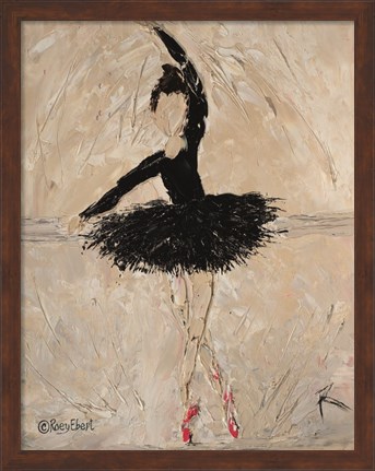 Framed Ballerina with Scarlet Pointe Shoes Print