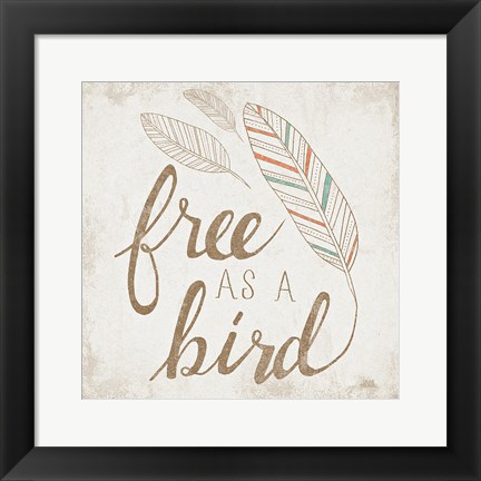 Framed Free as a Bird Beige Print