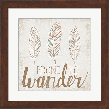 Framed Prone to Wander Beige Print