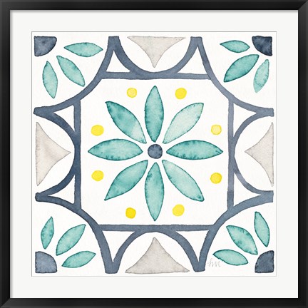 Framed Garden Getaway Tile VIII White Print