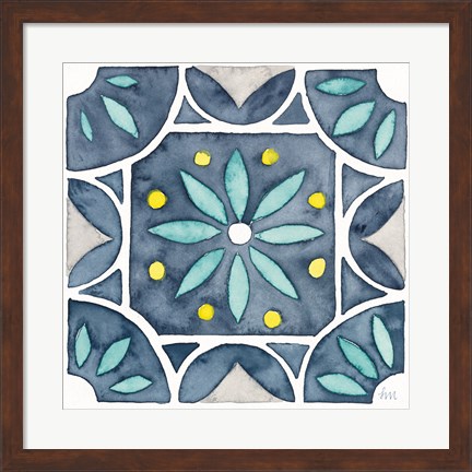 Framed Garden Getaway Tile VIII Blue Print