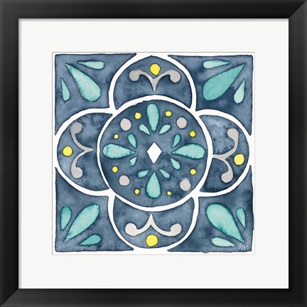 Framed Garden Getaway Tile VII Blue Print