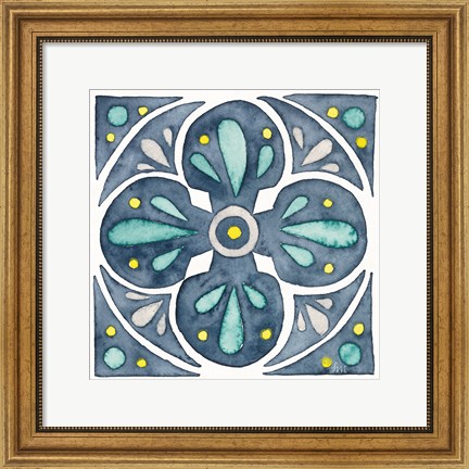 Framed Garden Getaway Tile VI Blue Print