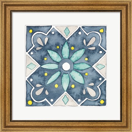 Framed Garden Getaway Tile V Blue Print