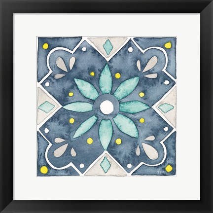 Framed Garden Getaway Tile V Blue Print