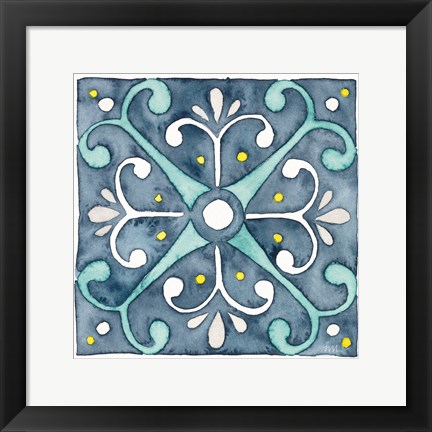 Framed Garden Getaway Tile III Blue Print