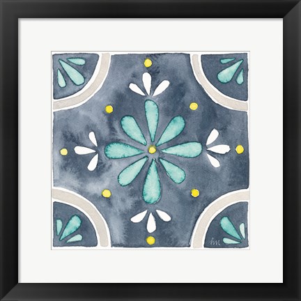 Framed Garden Getaway Tile I Blue Print