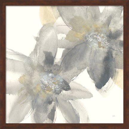 Framed Gray and Silver Flowers II Print