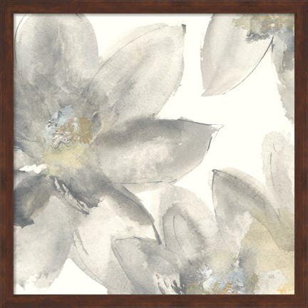 Framed Gray and Silver Flowers I Print