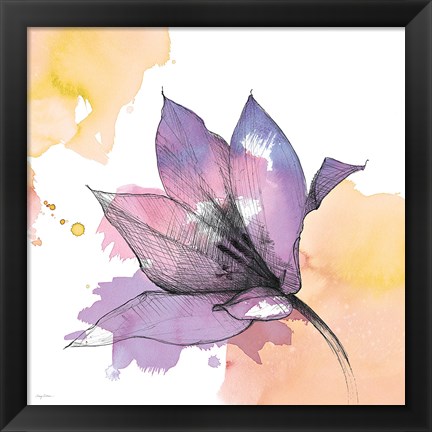 Framed Watercolor Graphite Flower IX Print