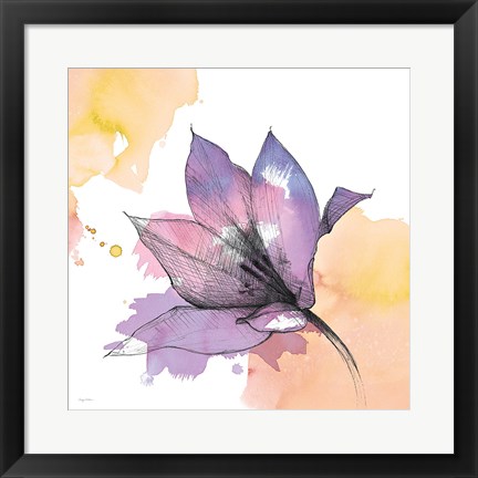 Framed Watercolor Graphite Flower IX Print