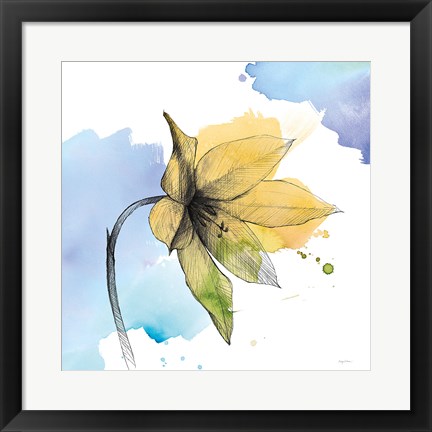 Framed Watercolor Graphite Flower VIII Print