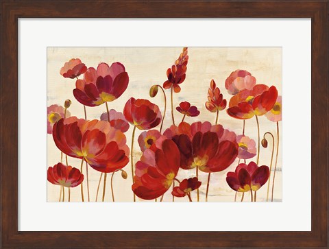 Framed Red Flowers on Cream Print