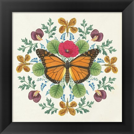 Framed Butterfly Mandala I Print