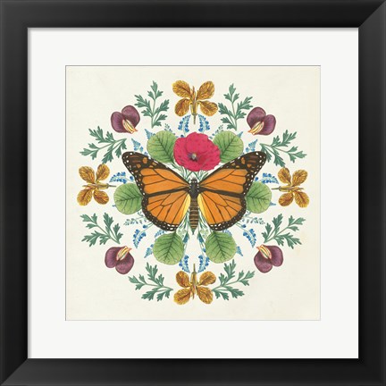 Framed Butterfly Mandala I Print