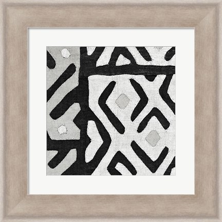 Framed Kuba Cloth I Square I BW Print