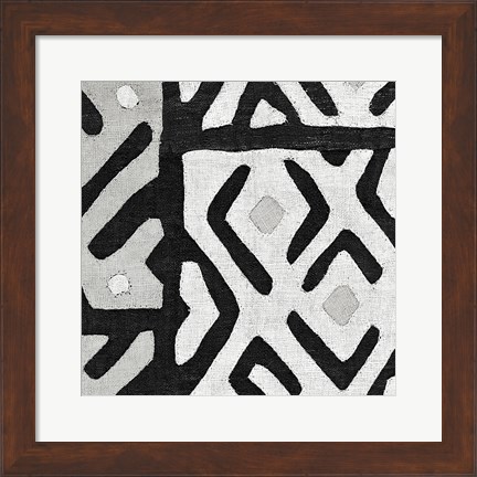 Framed Kuba Cloth I Square I BW Print