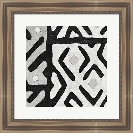 Framed Kuba Cloth I Square I BW Print