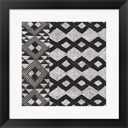 Framed Kuba Cloth Mat I BW Print