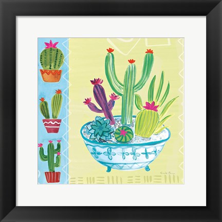 Framed Cacti Garden III no Birds and Butterflies Print