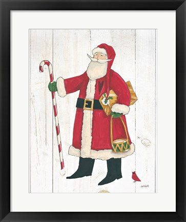 Framed Vintage St Nick II no Words on White Wood Print