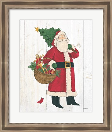 Framed Vintage St Nick III no Words on White Wood Print