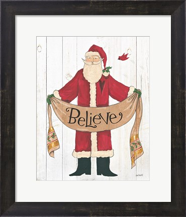 Framed Vintage St Nick IV on White Wood Print